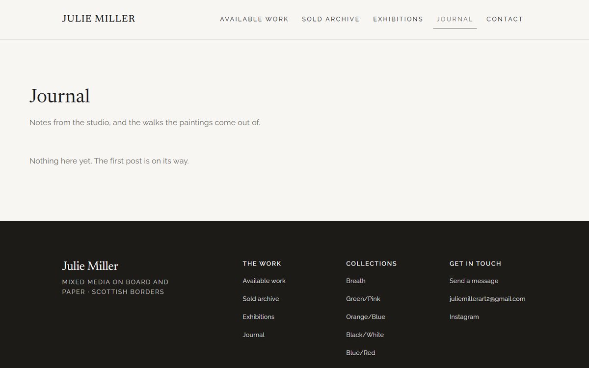 The journal index page on the Julie Miller Art website